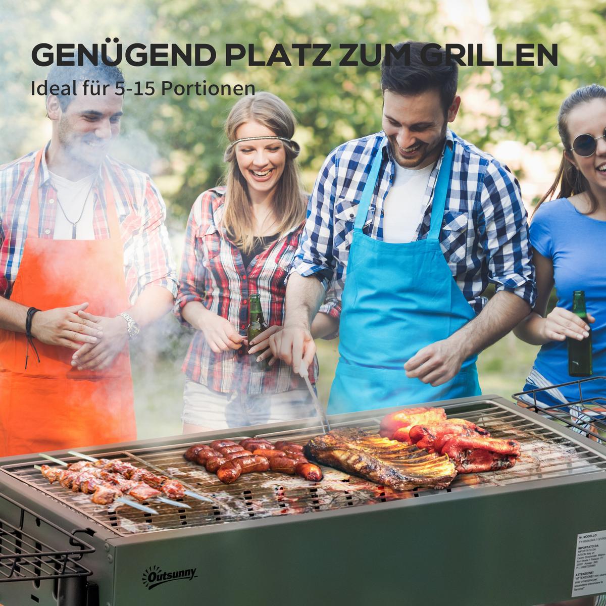HOLZKOHLEGRILL - Grün, Metall (39/70/94cm) - Outsunny