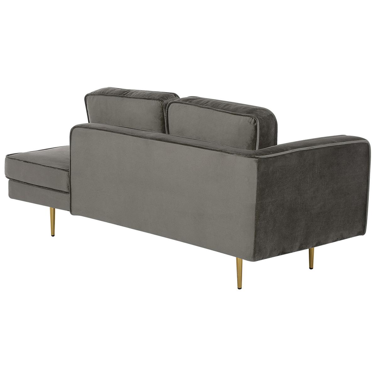 CHAISELONGUE Samtstoff taupe linksseitig Miramas - Goldfarben/Grau, Textil (171/63/79cm) - Beliani