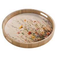 TABLETT Wildblumen - Pinselstriche - Ruhig 50x50 cm - Multicolor, Holz (50/5/5cm) - OnlyWow