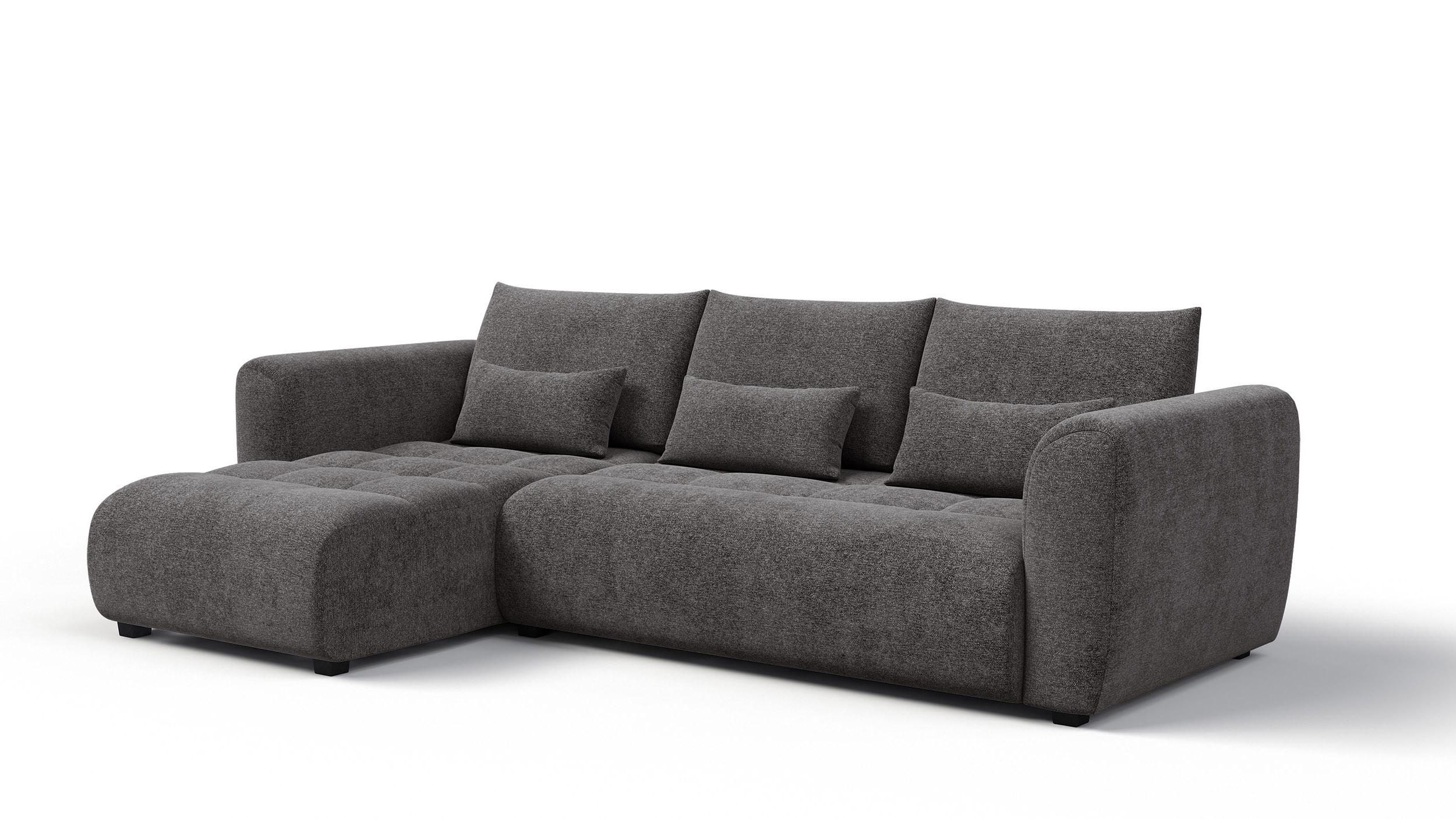 ECKSOFA SORENO 4-Sitzer, dunkelgrau - Dunkelgrau/Schwarz, Holz/Textil (293/171cm) - Wozimo