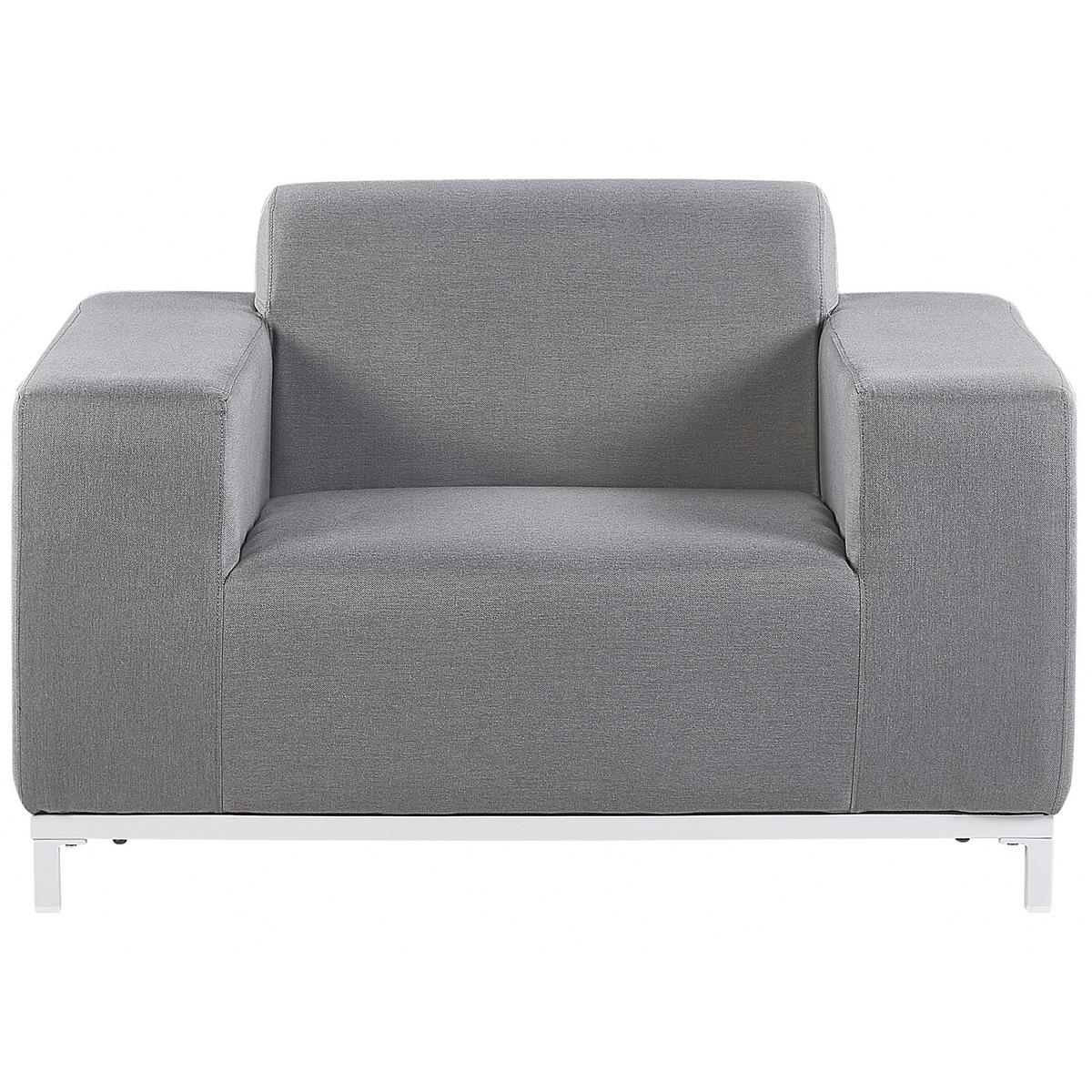 GARTENSESSEL 2er-SET grau/weisses Gestell Rovigo - Weiß/Grau, Textil (105/68/84cm) - Beliani