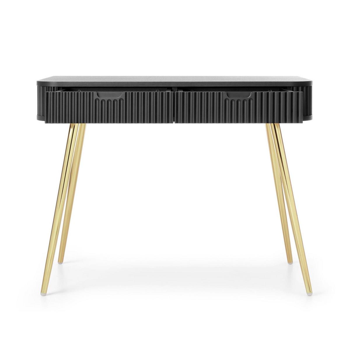 SCHMINKTISCH Zova Schwarz mit goldenen Beinen 110 cm - Goldfarben/Schwarz, Holzwerkstoff/Metall (49/103/80cm) - Selsey