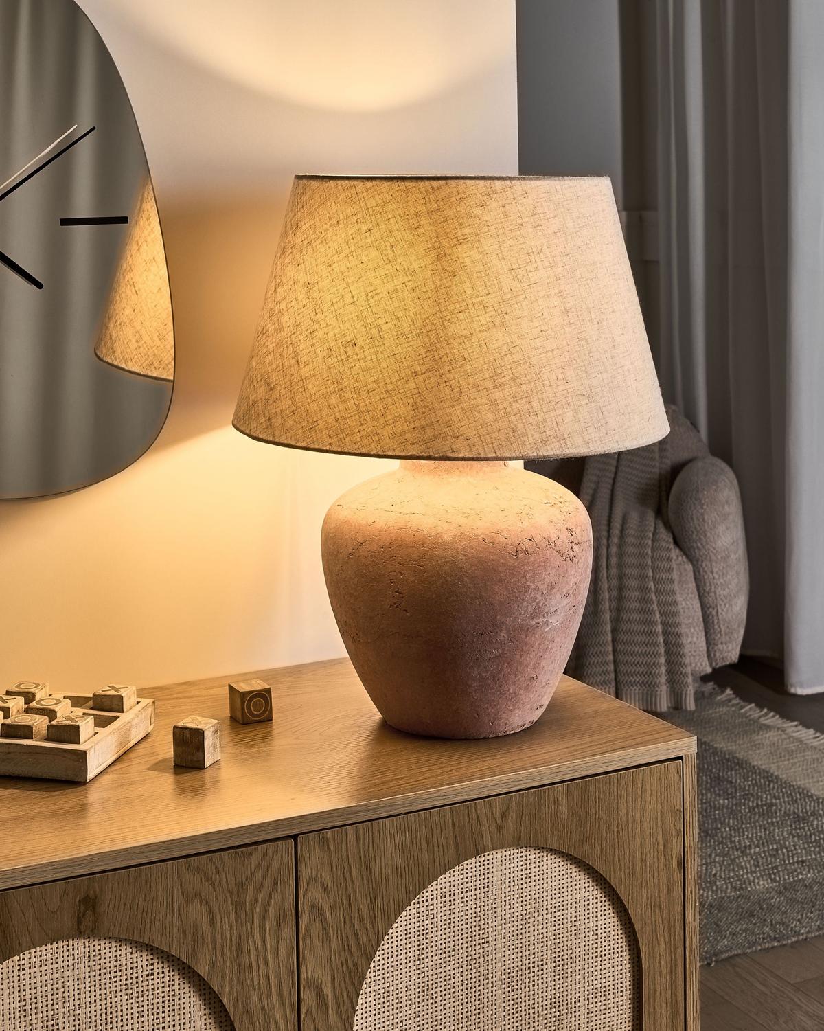 TISCHLAMPE Braun Barton - Braun, Keramik (40/40/51cm) - Beliani