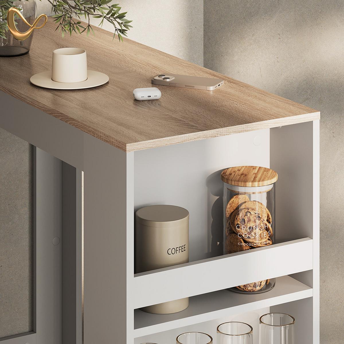 BARTISCH Regusa Weiß/Sonoma 45 x 110 cm - Weiß/Sonoma Eiche, Holzwerkstoff (110/45/106cm) - Livinity®