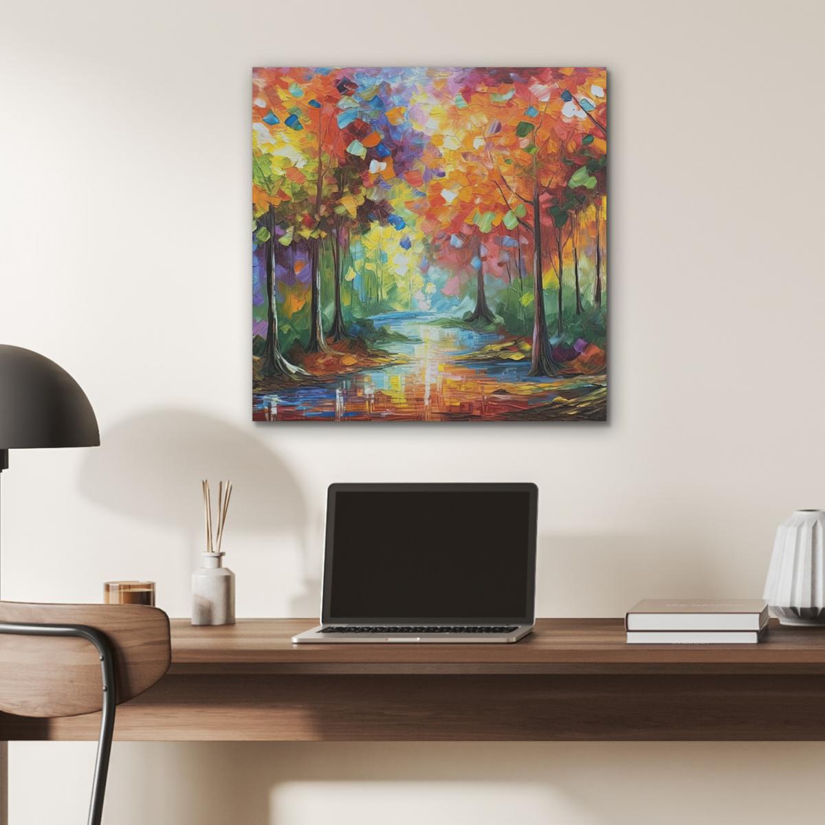 AKUSTIKBILD Landschaft - Wald - Farben - Natur Wandbilder 60x60 cm - Multicolor, Kunststoff (60/60/0.9cm) - MuchoWow