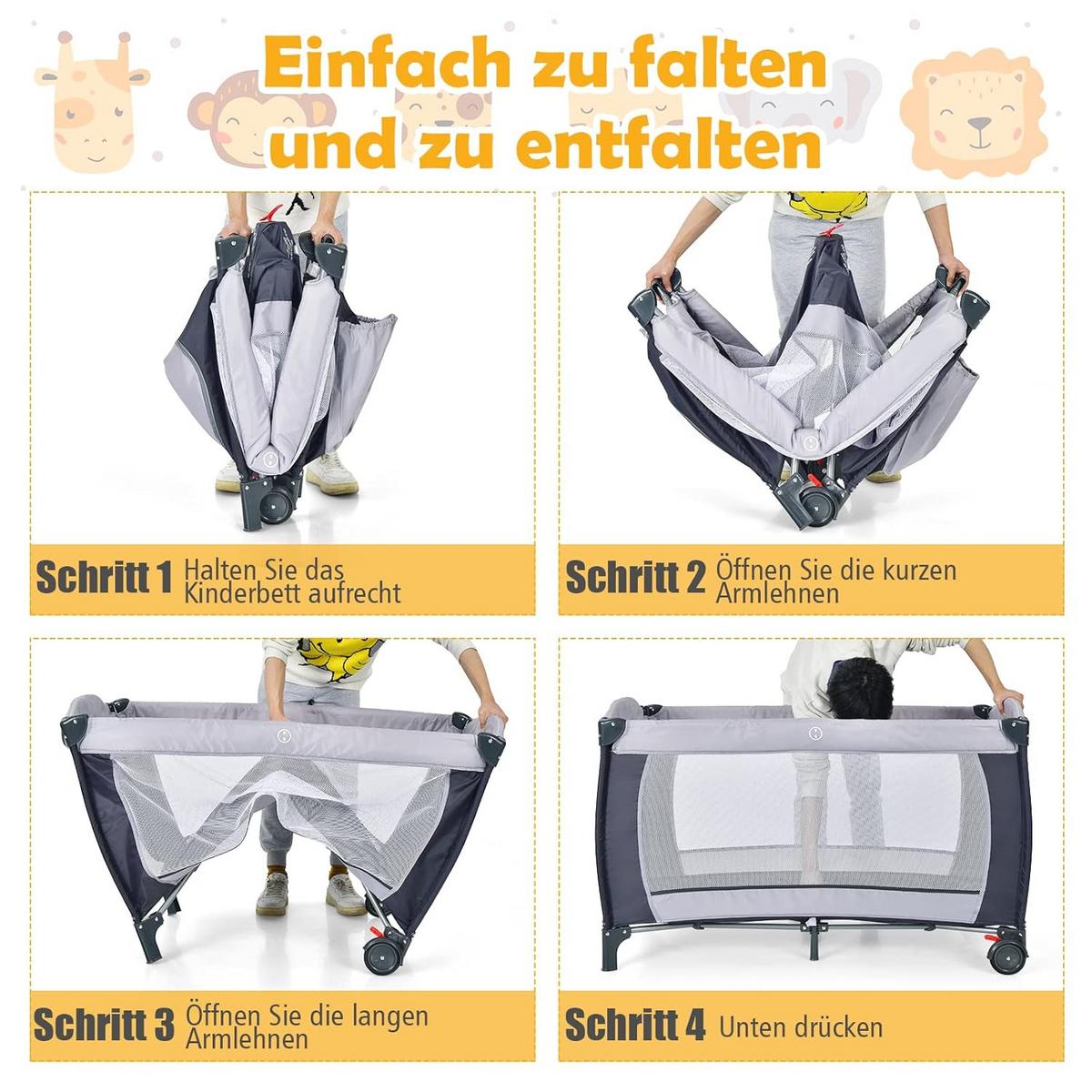 BABYWIEGE Grau - Grau, Metall - COSTWAY