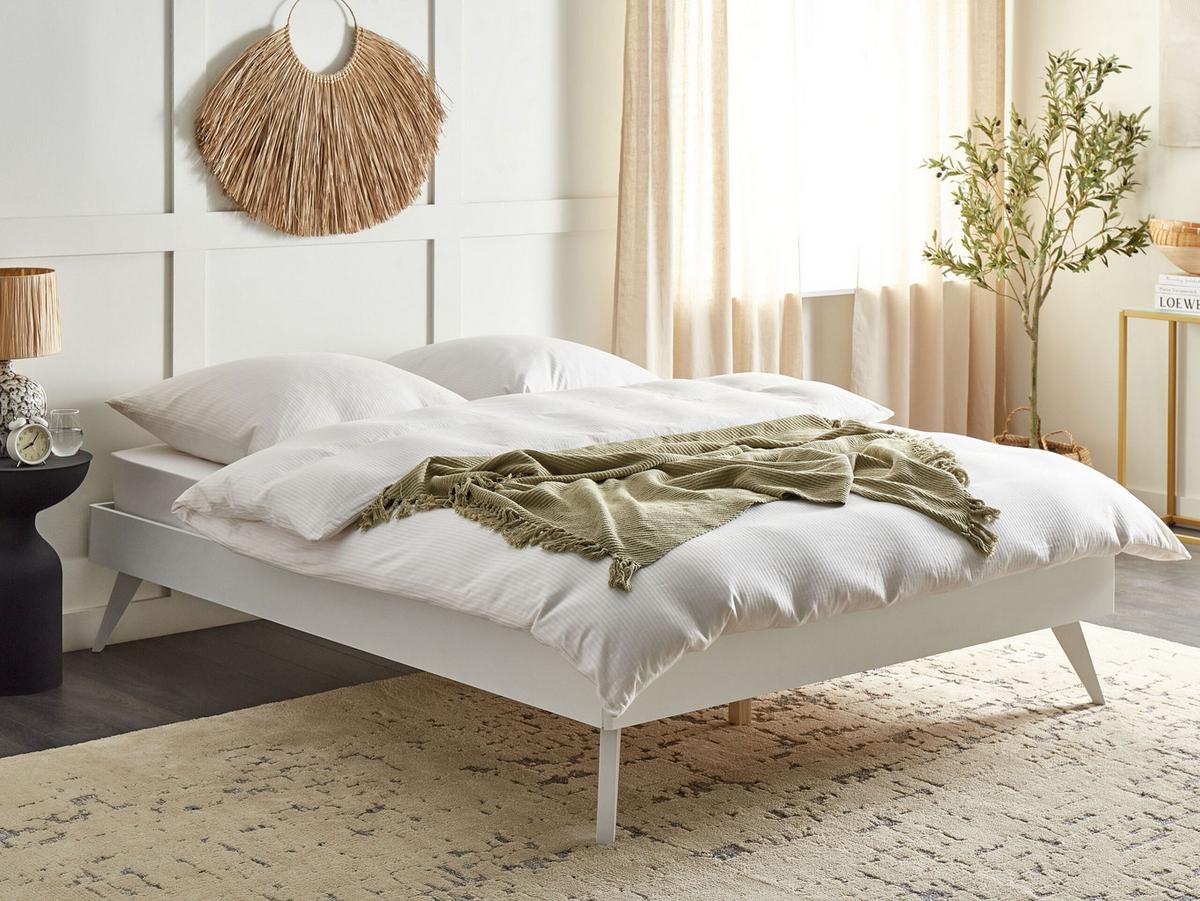BETT mit Lattenrost 160x200 cm Weiß Berric - Weiß, Holzwerkstoff (160/200cm) - Beliani