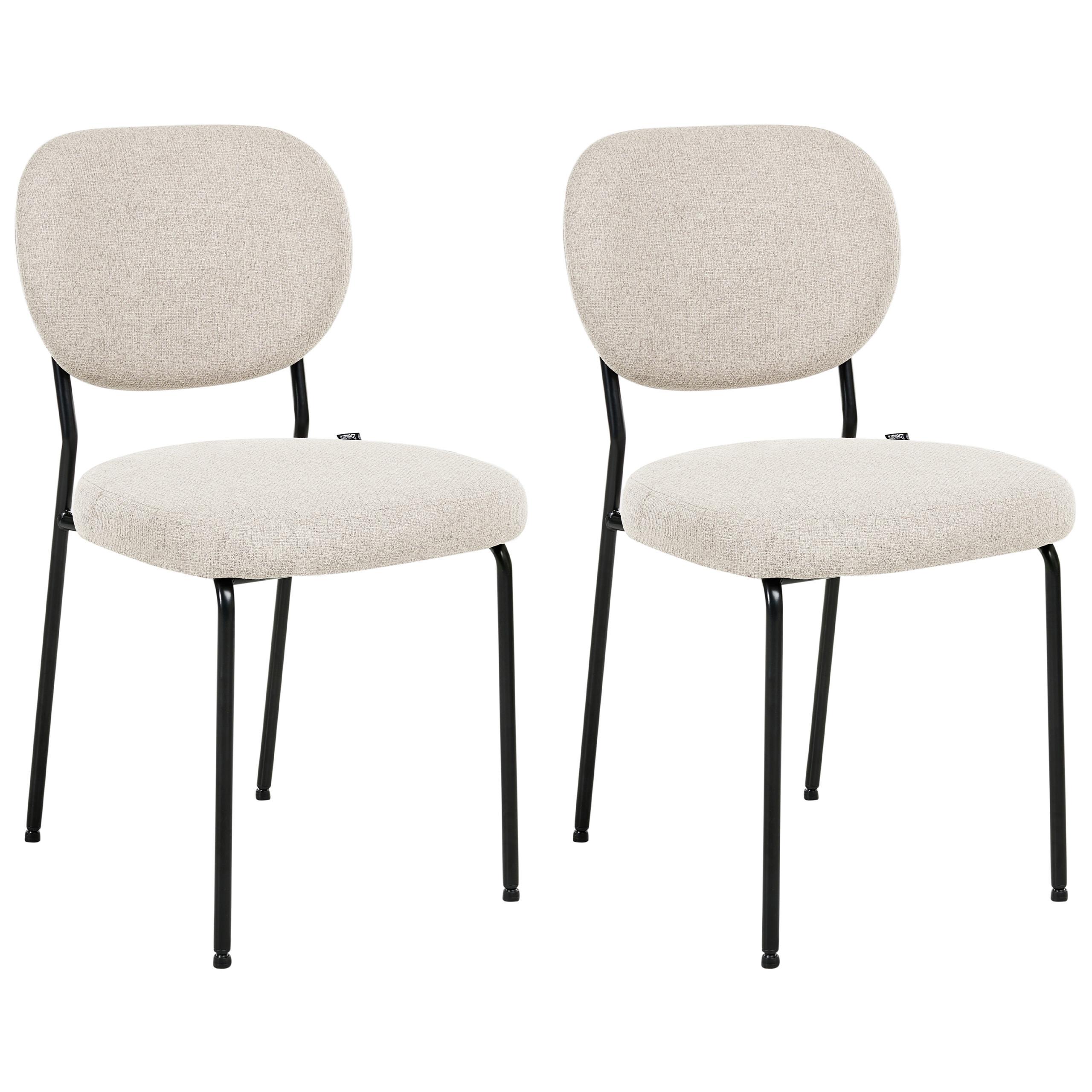 ESSZIMMERSTUHL 2er-Set Stoff Hellbeige Loleta - Beige, Textil (47/84/57cm) - Beliani