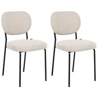 ESSZIMMERSTUHL 2er-Set Stoff Hellbeige Loleta - Beige, Textil (47/84/57cm) - Beliani
