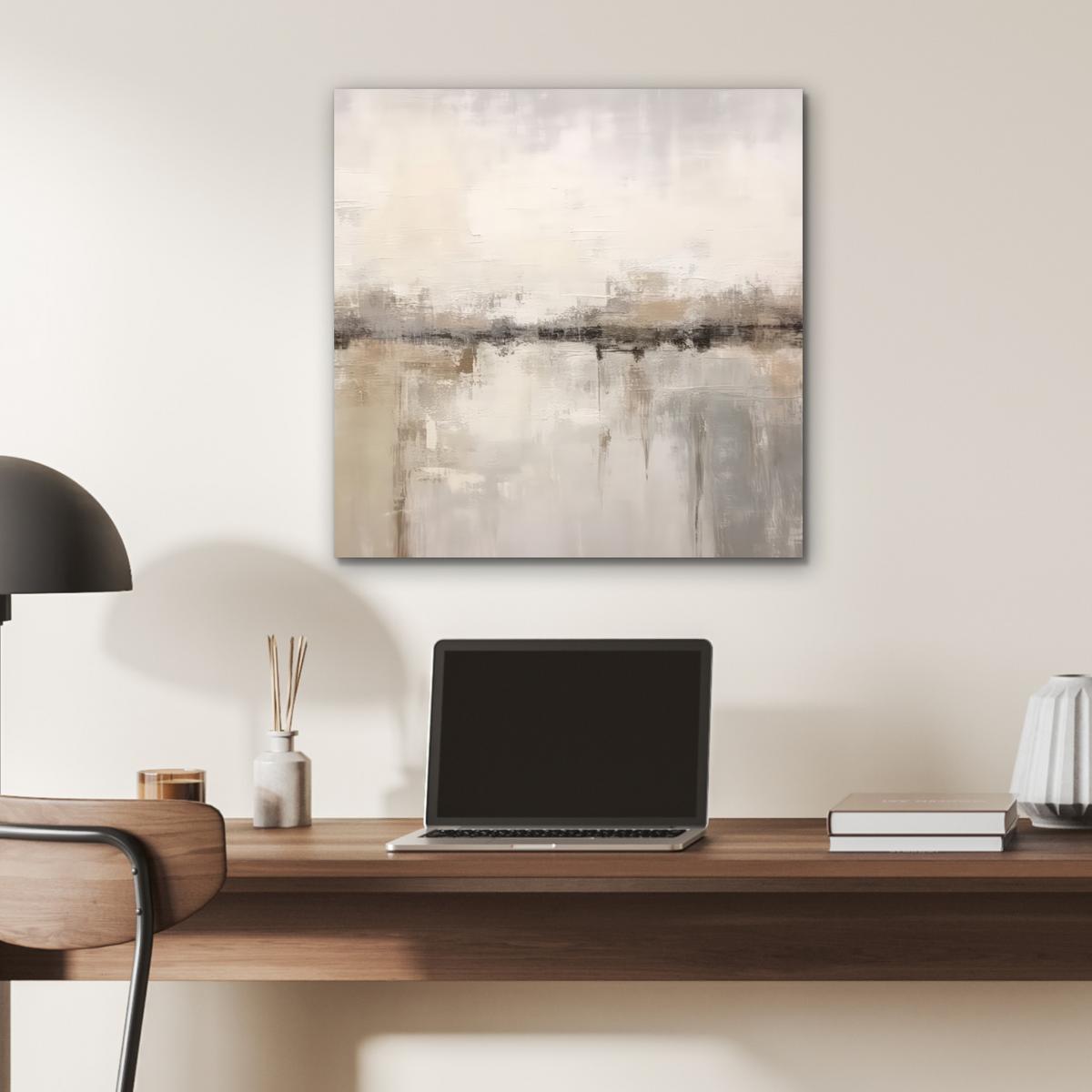 METALLBILD Moderne Kunst - Abstrakt - Beige 50x50 cm - Beige, Metall (50/50cm) - MuchoWow
