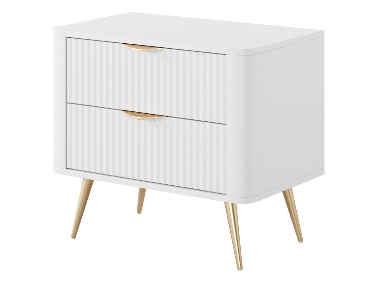 NACHTTISCH Lante - Goldfarben/Weiß, Holzwerkstoff/Metall (64/56/38cm) - MIRJAN24