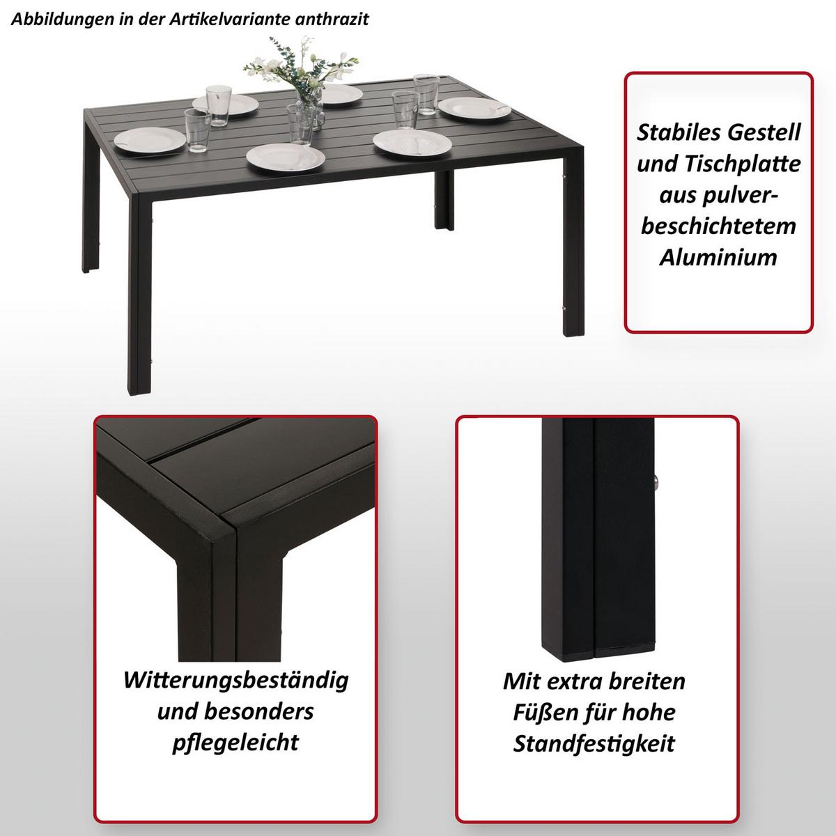 ALU-ESSTISCH rechteck Anthrazit - Anthrazit, Metall (80/140/72cm) - MCW
