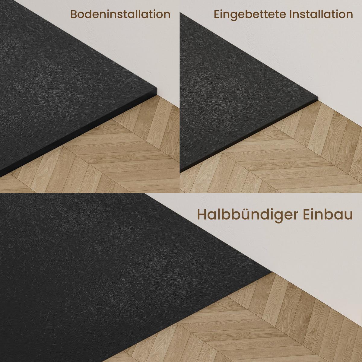 DUSCHWANNE mit rutschhemmender Oberfläche Schwarz 120/90 cm - Schwarz, Kunststoff (120/2.6/90cm) - EMKE