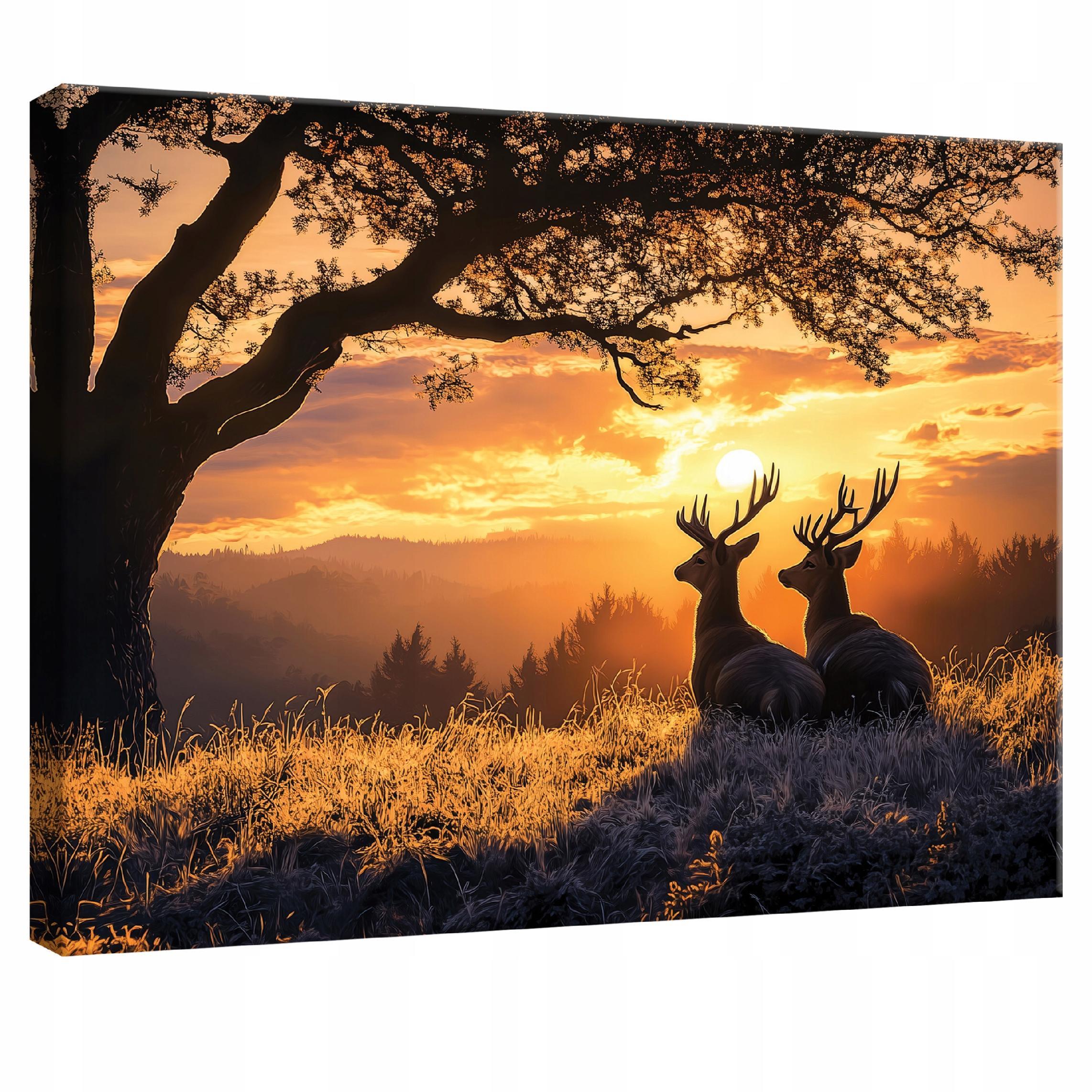 WANDBILD Hirsch Wald Natur Modern 120x80 - Multicolor, Holzwerkstoff (120/80cm) - Wallarena