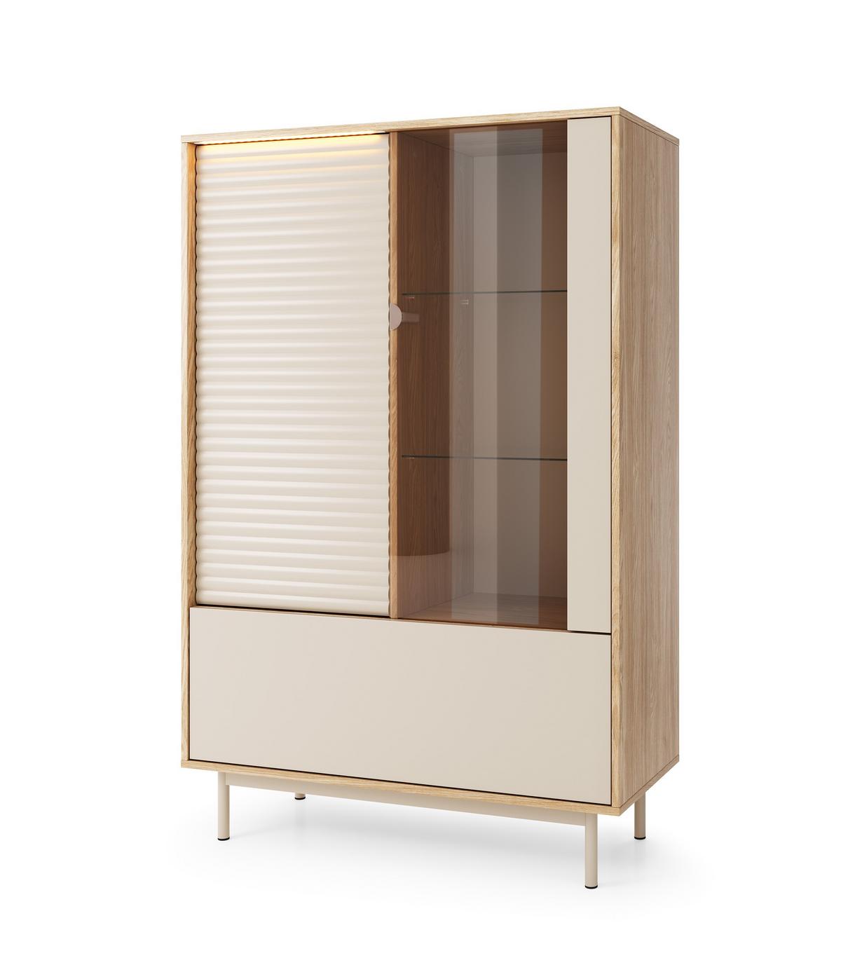 VITRINE KALIMERA 152,1/100,1 cm in Kaschmir - Kaschmir, Holzwerkstoff (100.1/152.1/40cm) - MASSENO