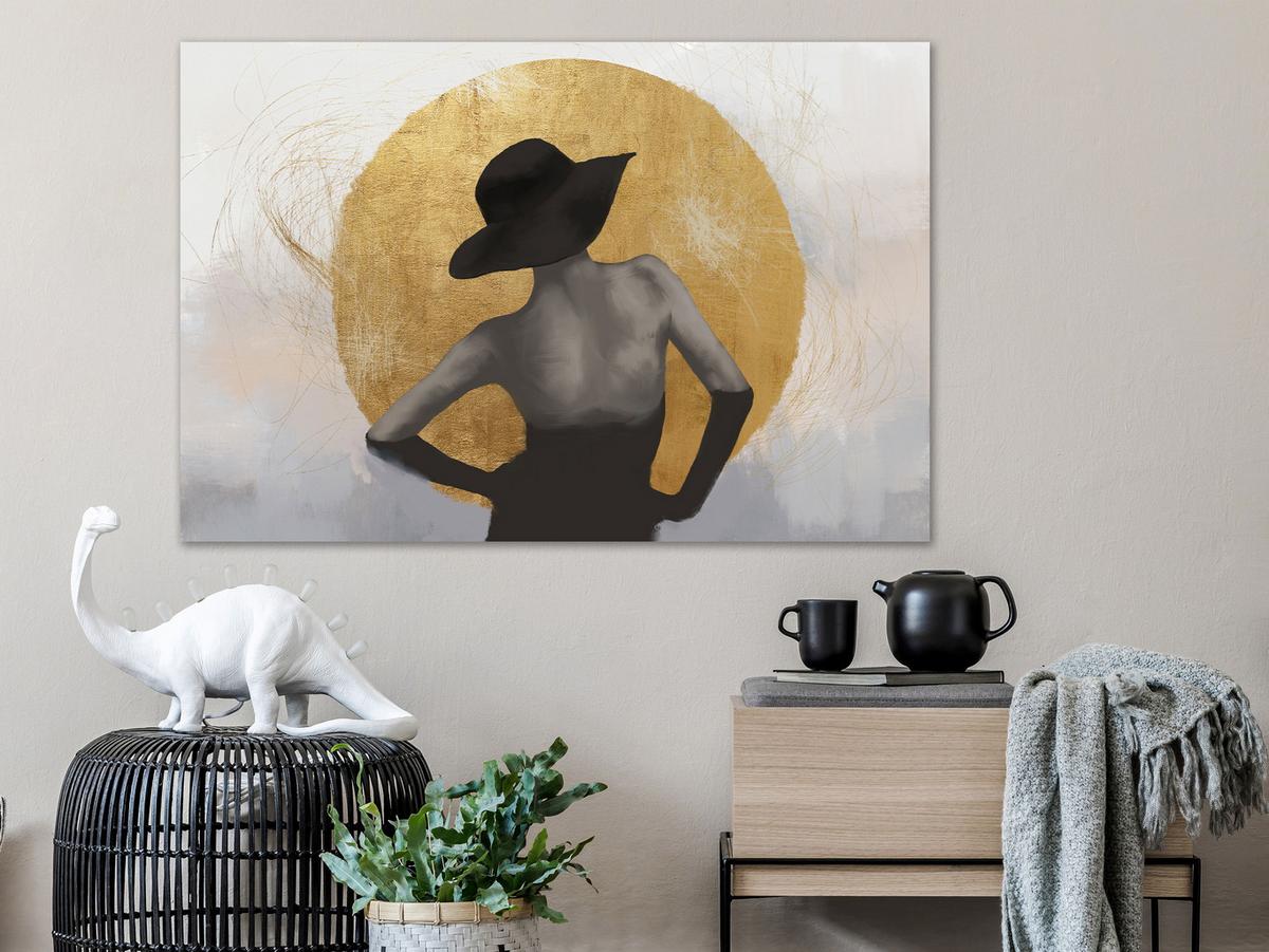 KUNSTDRUCK Schwarz-Weiß 90/60 cm - Goldfarben/Schwarz, Textil (90/60cm) - KUNSTLOFT