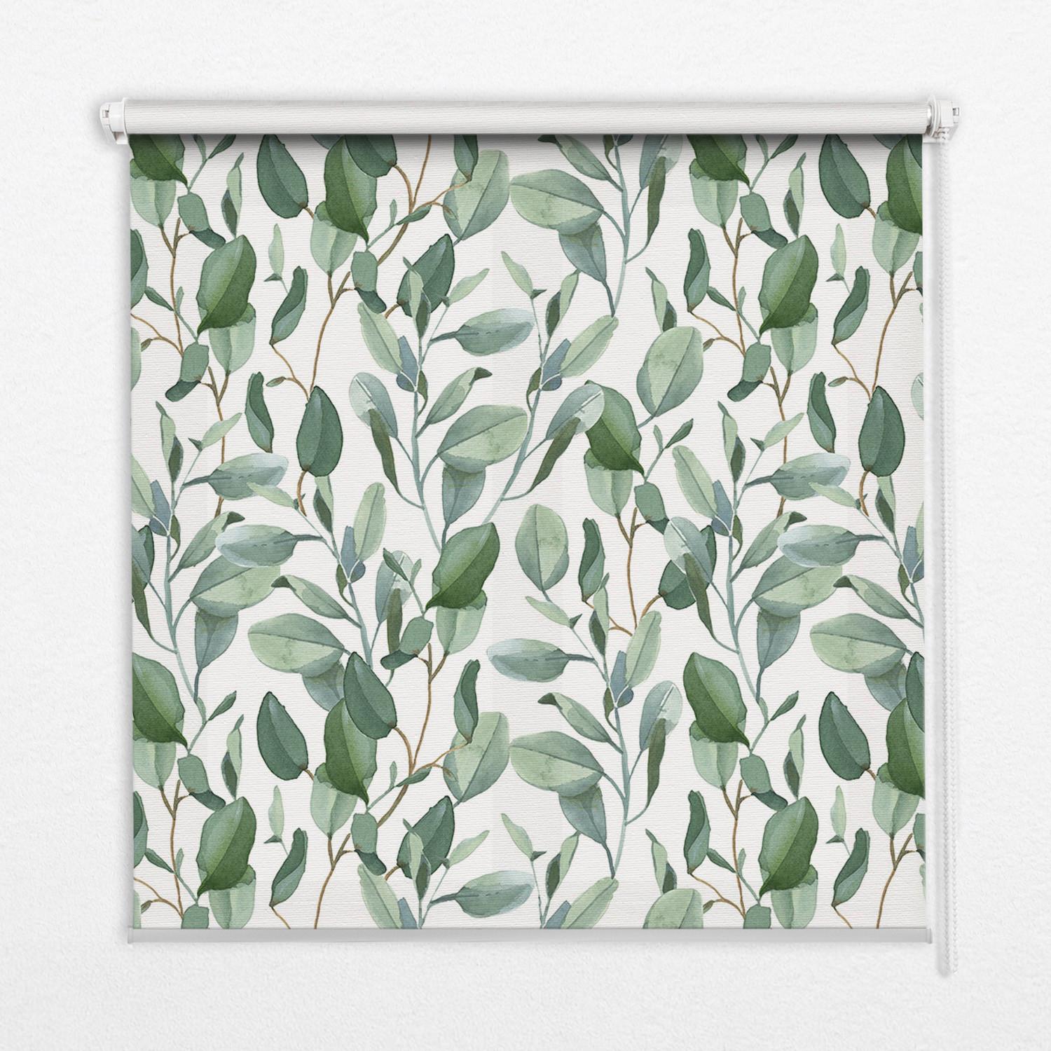 INNENROLLO - Fensterrollo - Rollo - 150x140 cm - Blätter an den Zweigen - Grün, Kunststoff (150/140/0.5cm) - TULUP