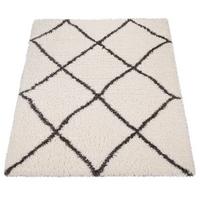 HOCHFLORTEPPICH, mit Rautenmuster, aus Polyester, Florhöhe 50 mm, Creme, 60 x 90 cm - Beige, Textil (60/90cm) - KADIMA DESIGN