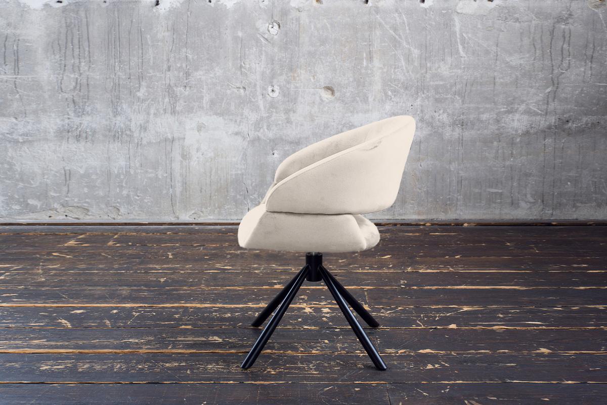 ESSZIMMERSTUHL LARA Cremeweiß Velvet Drehbar (360°) (1er-Set) - Creme, Kunststoff/Textil (61/82/62cm) - KAWOLA