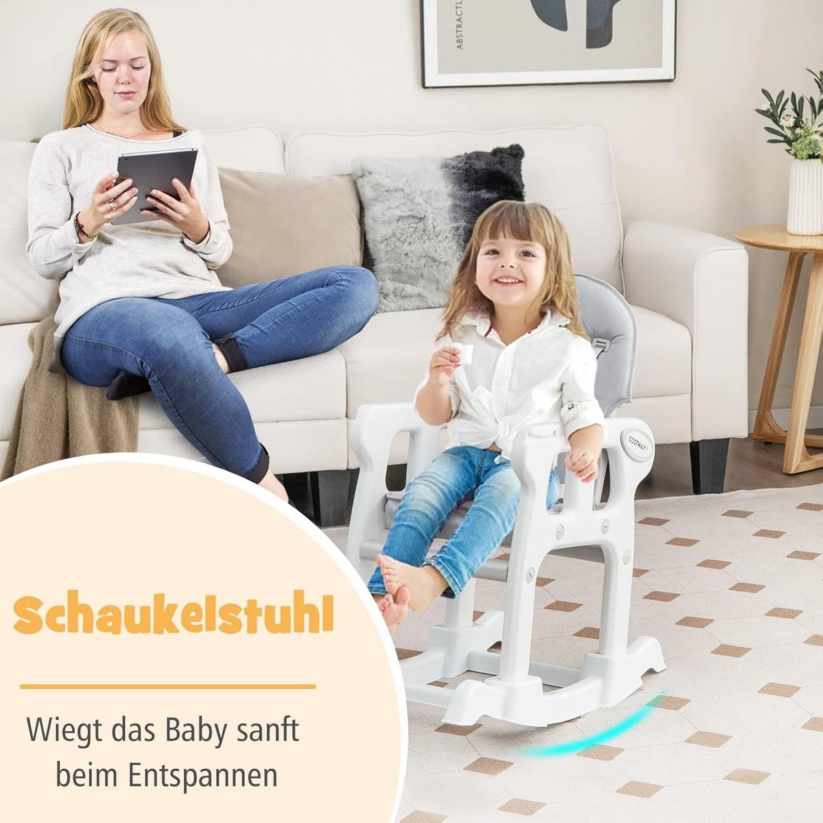 BABYHOCHSTUHL Grau - Grau, Kunststoff (62/104/51cm) - COSTWAY