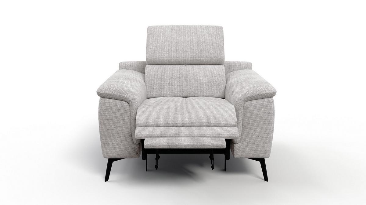 SESSEL FIERO mit Relaxfunktion, creme - Creme/Schwarz, Holzwerkstoff/Textil (114/82/103cm) - Wozimo