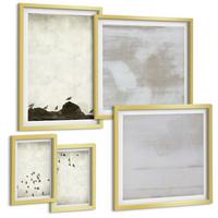 BILDER SET 5er Set - 50x50 cm & 20x30 cm & 40x60 cm Goldrahmen - Minimalistische Vögel im Flug - Goldfarben, Kunststoff (40/60cm) - TULUP