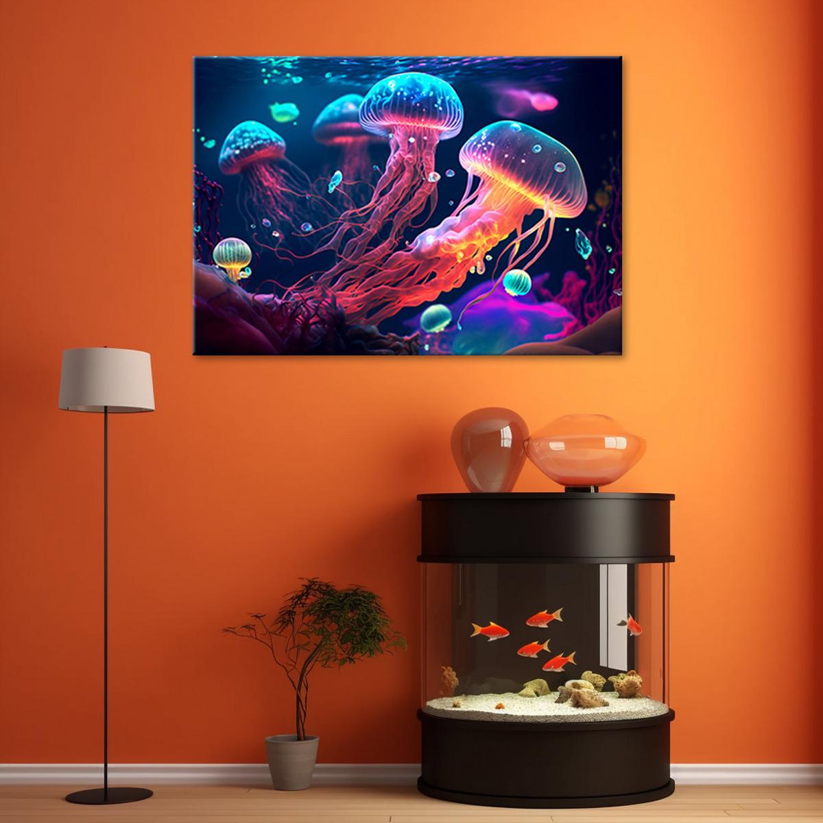WANDBILD neon seequalle - Multicolor, Textil (60/40cm) - Feeby
