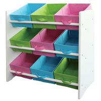 KINDERREGAL HOLZ MIT BOXEN Weiß, Blau, Rot, Grün - Blau/Rot, Holz (66/70/30cm) - MCW