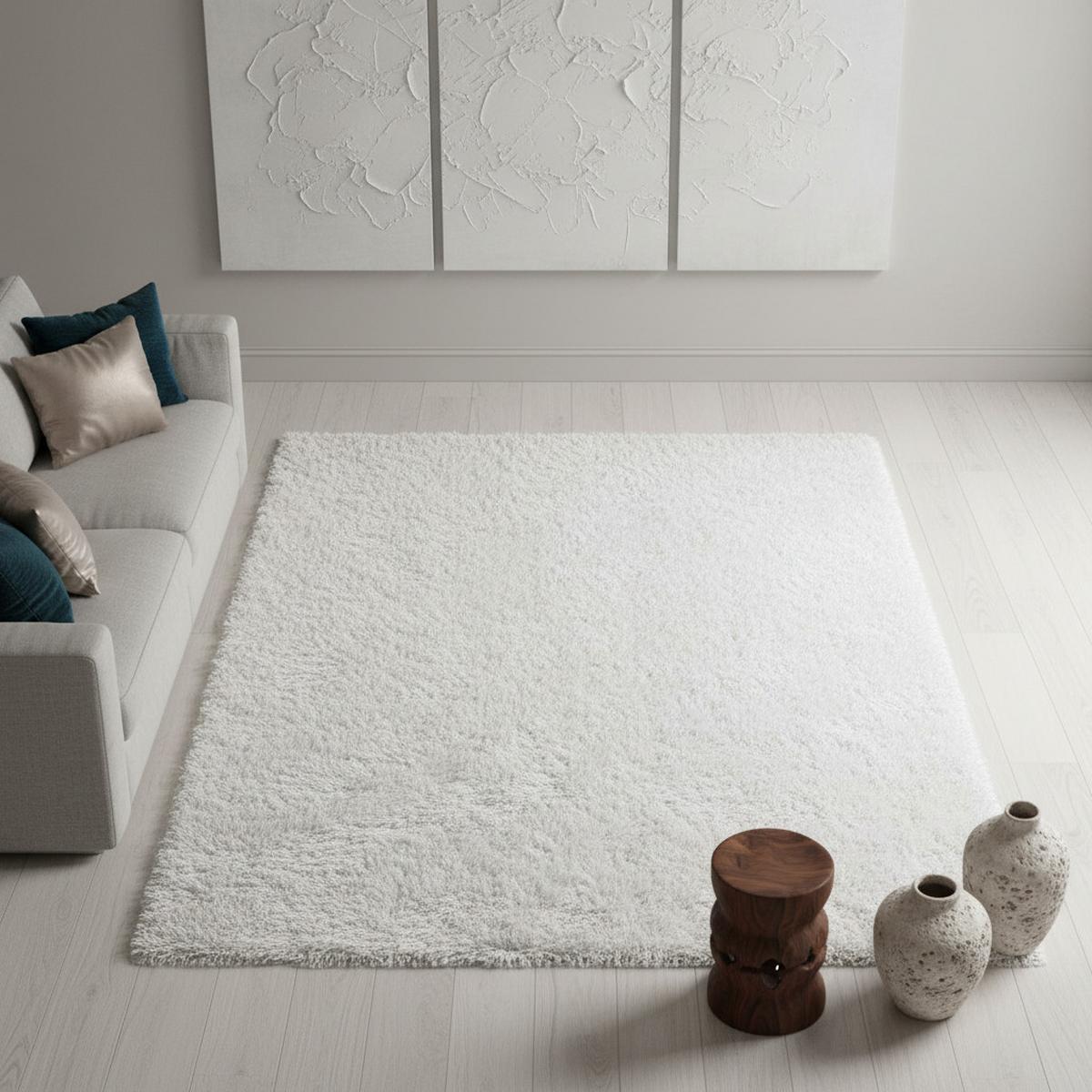HOCHFLORTEPPICH SALZACH, einfarbig, Weiß, 80 x 150 cm - Weiß, Textil (80/150cm) - KADIMA DESIGN