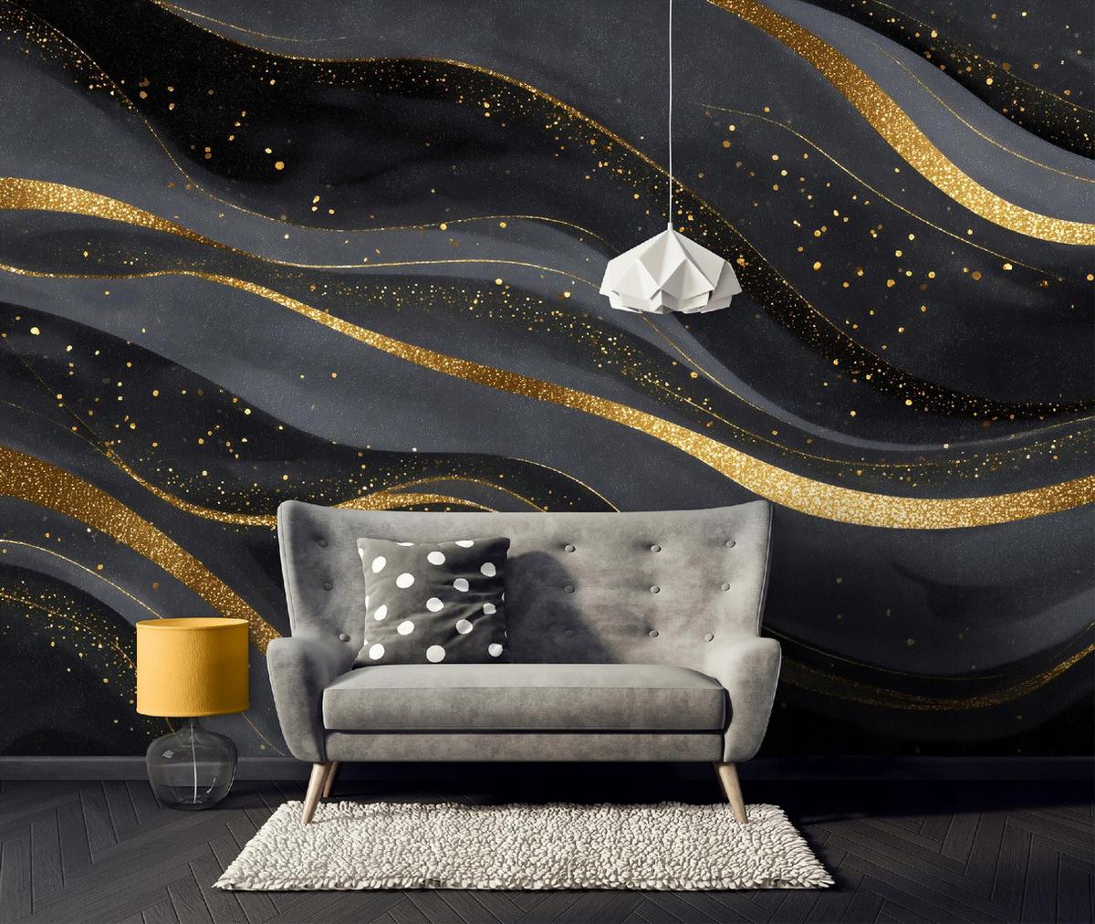 FOTOTAPETE Marmor Abstrakt Schwarz 400x280 cm - Multicolor, Papier (400/280cm) - Wallarena