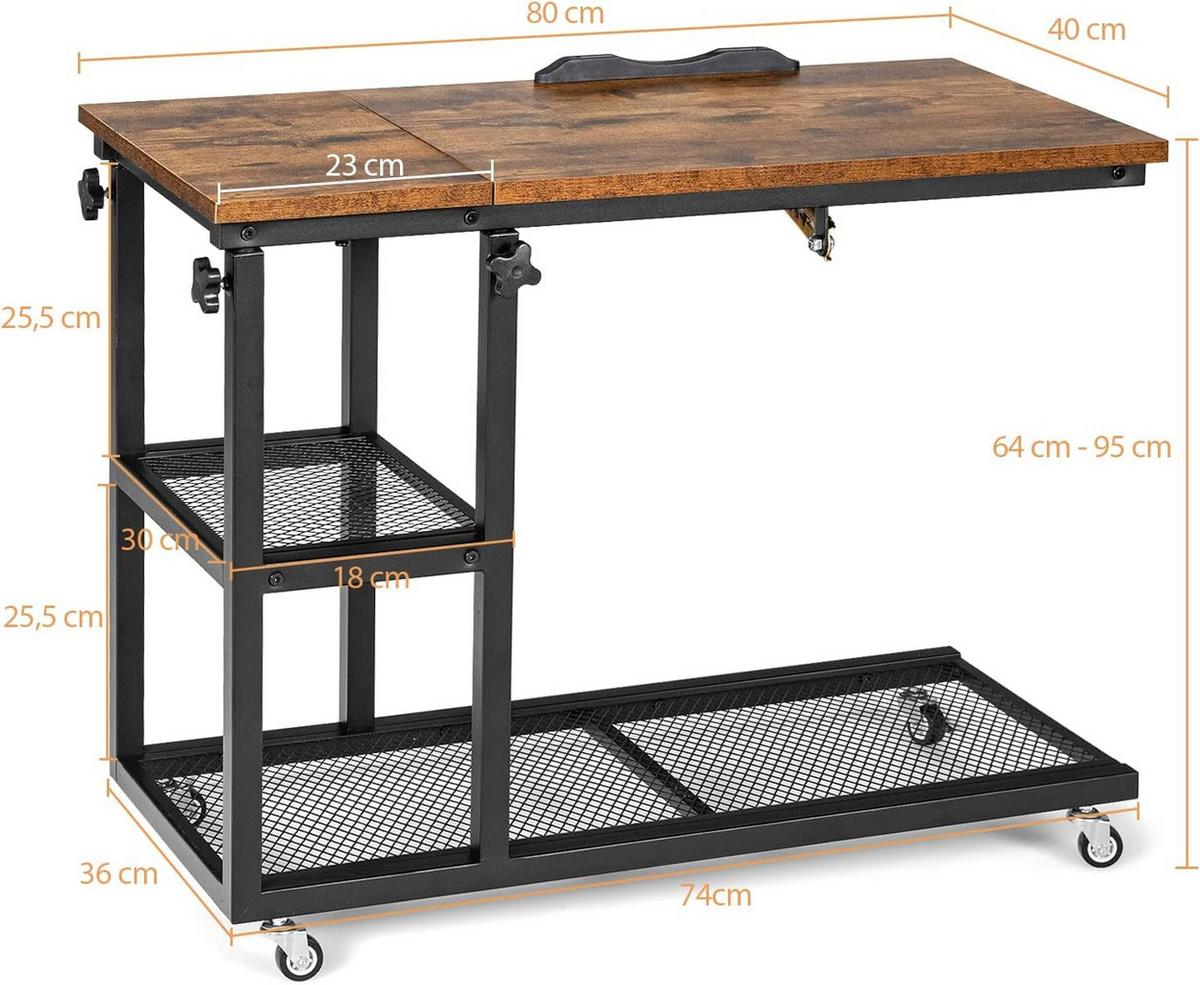 LAPTOPTISCH 95cm Braun - Braun, Holz (40/80/95cm) - COSTWAY
