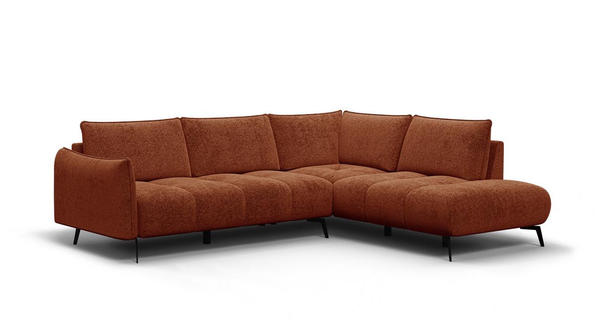 ECKSOFA AERA 5-Sitzer rechts, orange - Schwarz/Orange, Holz/Textil (268/206cm) - Wozimo