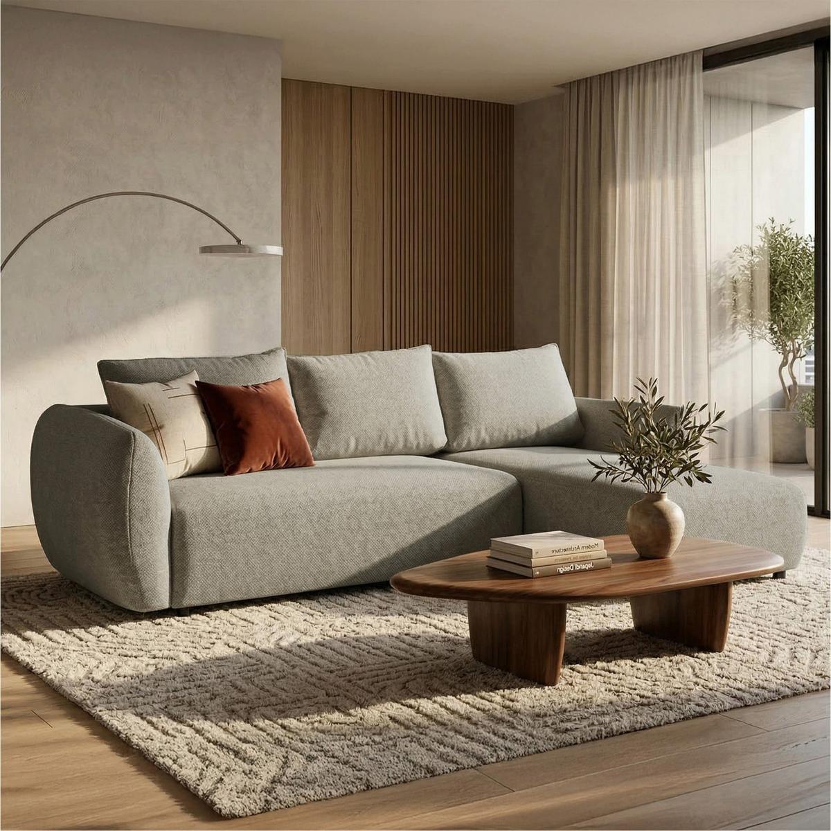 ECKSCHLAFSOFA Zordo GRAUBEIGER CHENILLE RECHTS MIT ZWEI BETTKÄSTEN - Taupe/Schwarz, Kunststoff/Textil (170/256cm) - Selsey