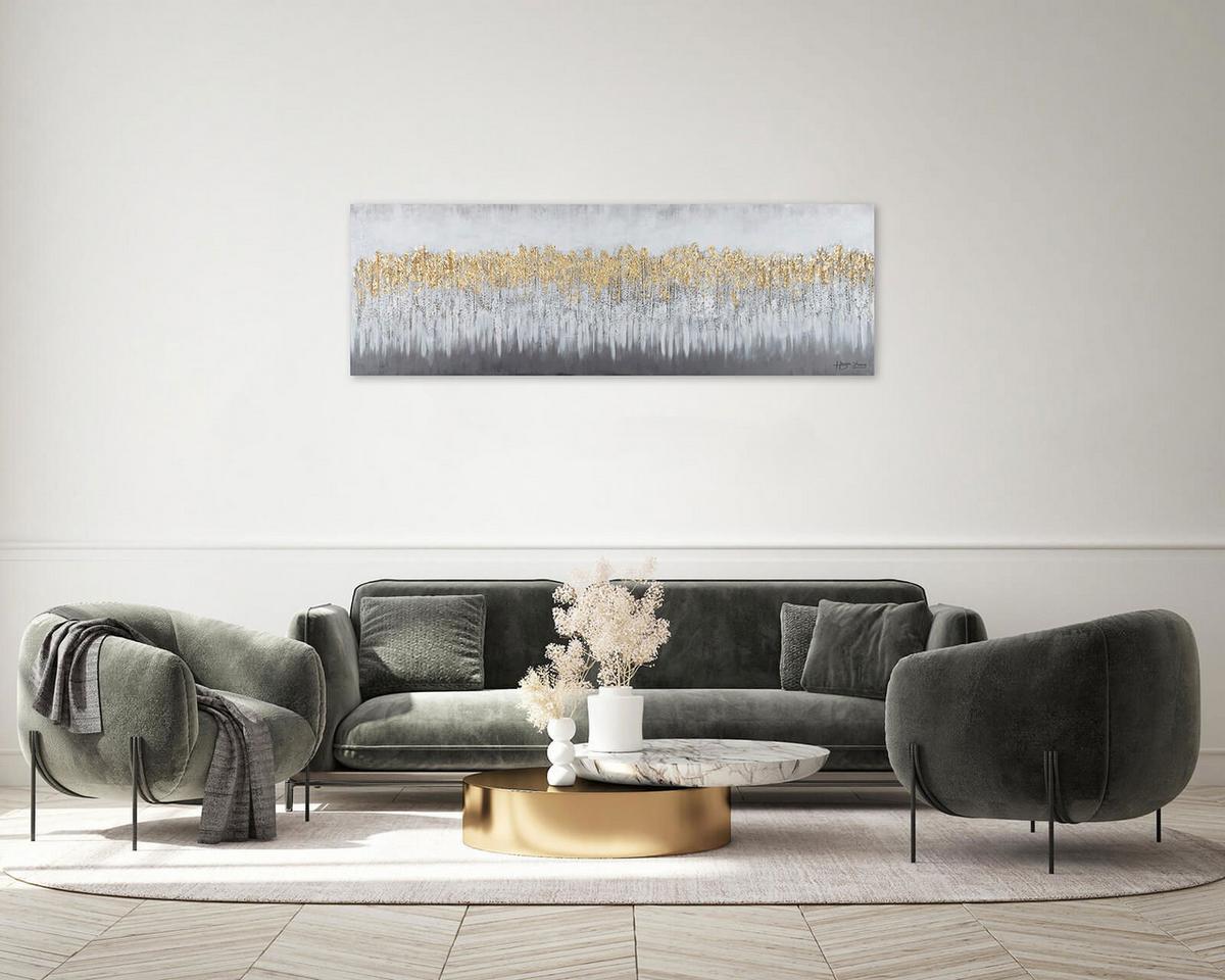ACRYLBILD HANDGEMALT 150/50 cm - Grau, Holz/Textil (150/50cm) - KUNSTLOFT