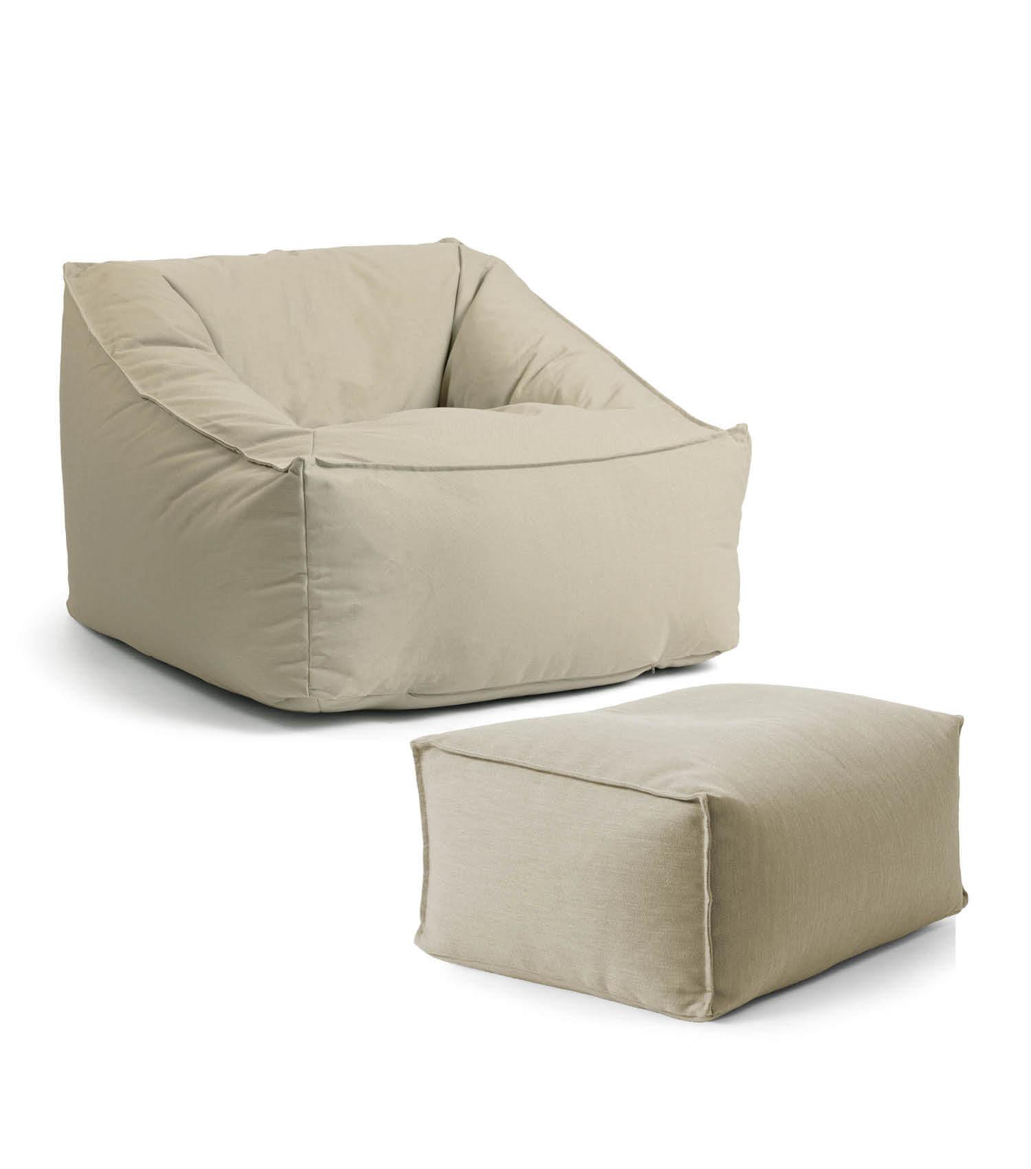 OUTDOOR SITZSACK Der Sunnyboy mit Hocker - Beige, Textil (80/60/83cm) - Mokebo