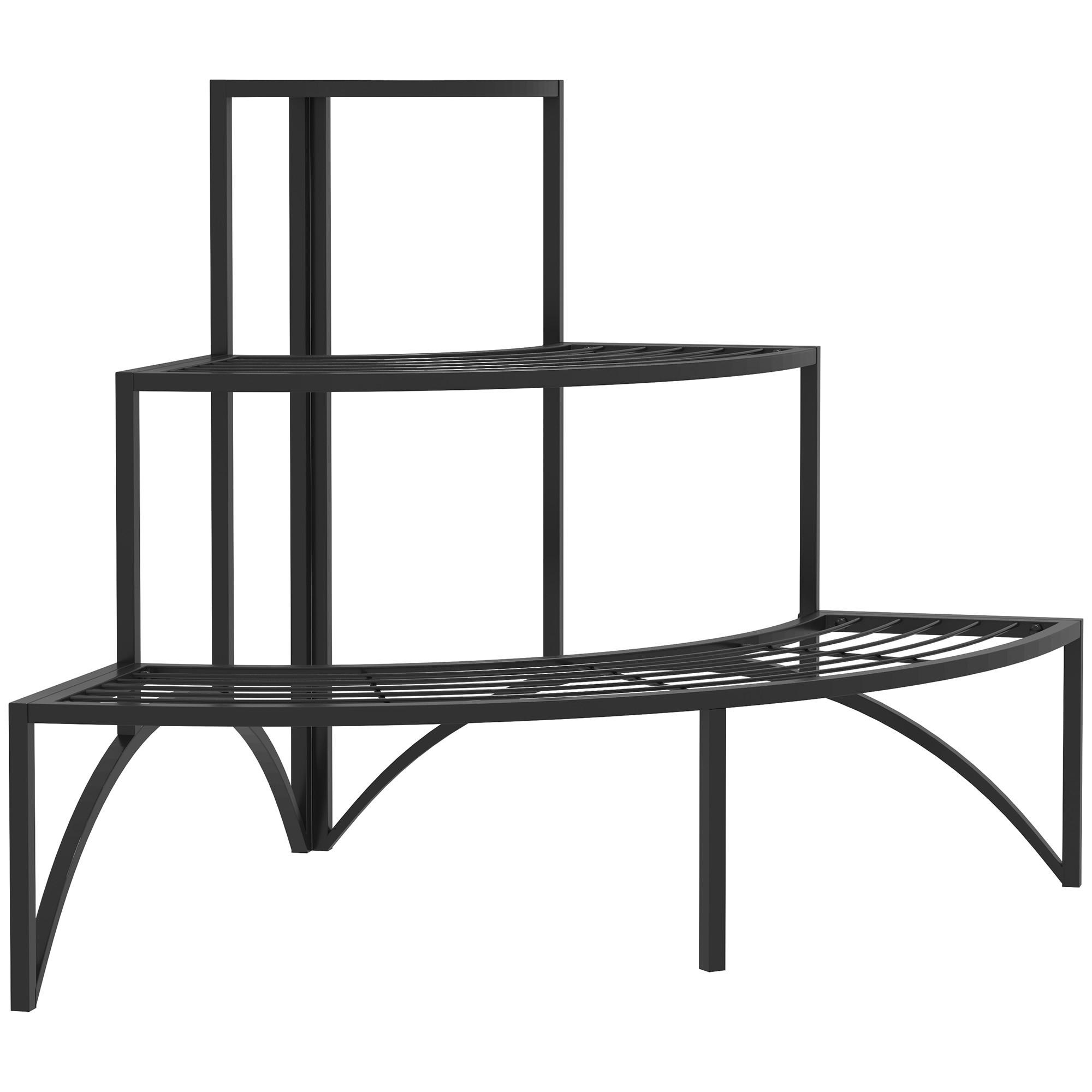 PFLANZENSTÄNDER Metall Schwarz - Schwarz, Metall (60/60/87cm) - Outsunny