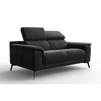SOFA FIERO 2-Sitzer, Schwarzer Veloursstoff - Schwarz, Holz/Textil (170/82/103cm) - Courtois Laville