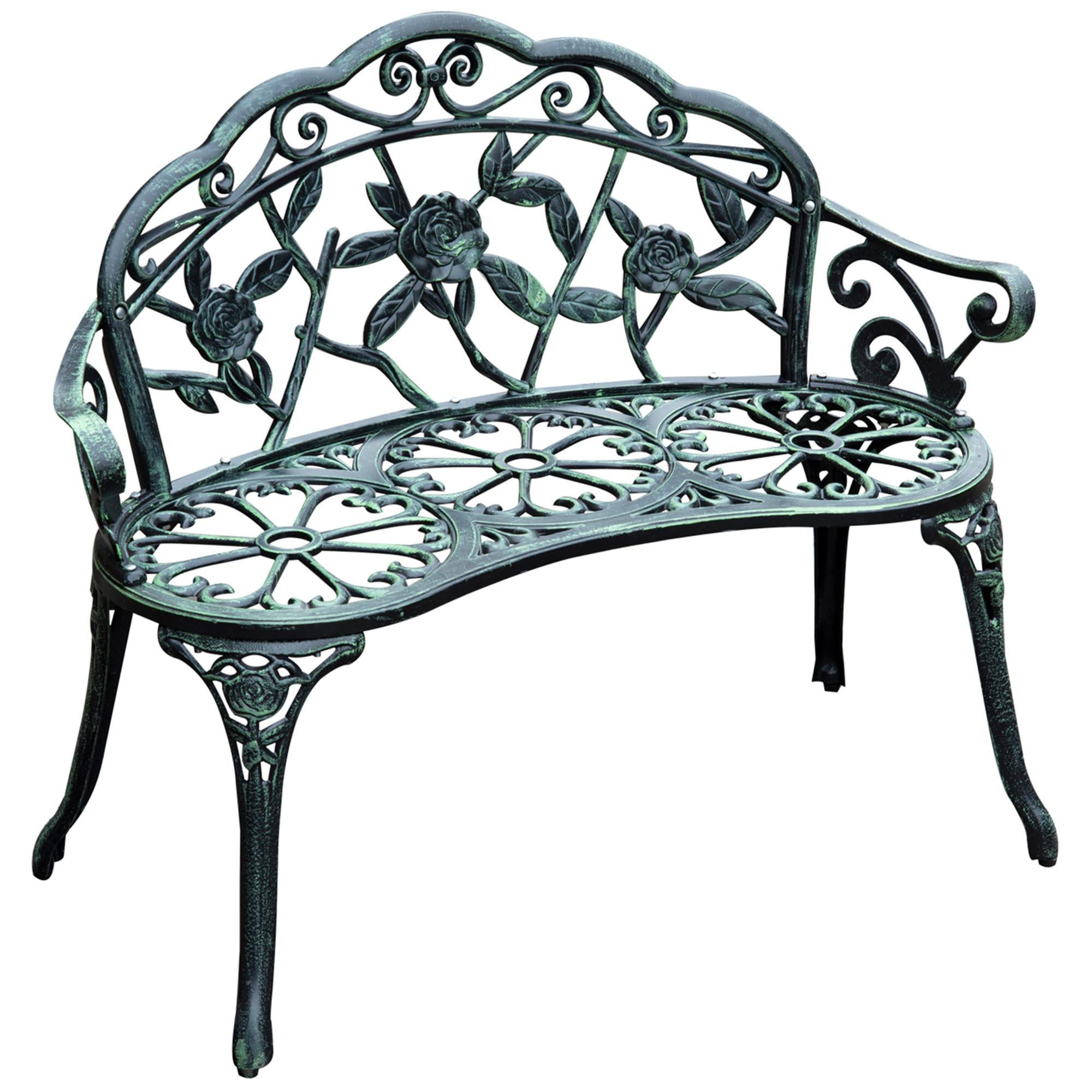 GARTENBANK, Parkbank, 100 x 54 x 78 cm, Metall, Antik Grün - Grün, Metall (54/78/100cm) - Outsunny