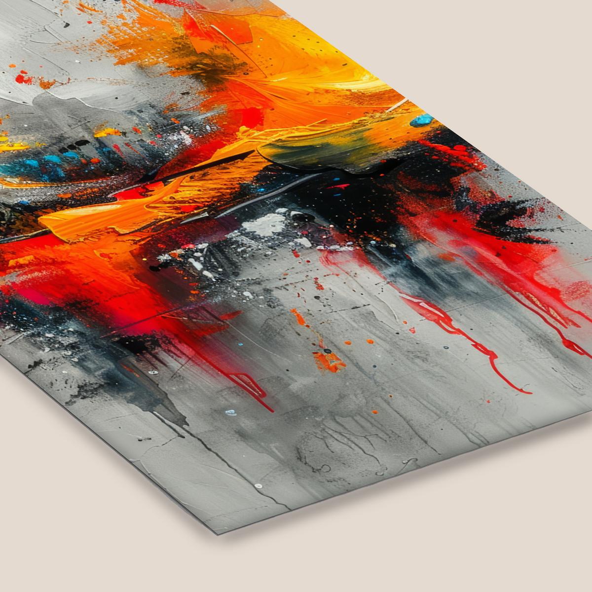 POSTER MIT RAHMENGERAHMTES BILD Moderne Kunst - Orange - Grau - Abstrakt 60x90 cm - Hellgrau, Papier (60/90cm) - MuchoWow