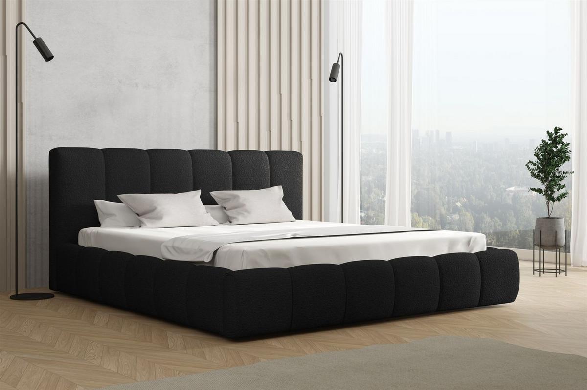 POLSTERBETT Giulia Freya Komplett - Schwarz, Holzwerkstoff/Textil (180/200cm) - Fun Möbel