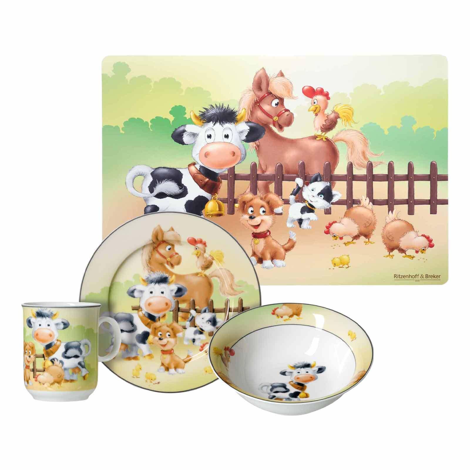 KINDERGESCHIRR MIT PLATZSET Hoftiere bunt - Multicolor, Keramik (2/2/2cm) - Ritzenhoff Breker