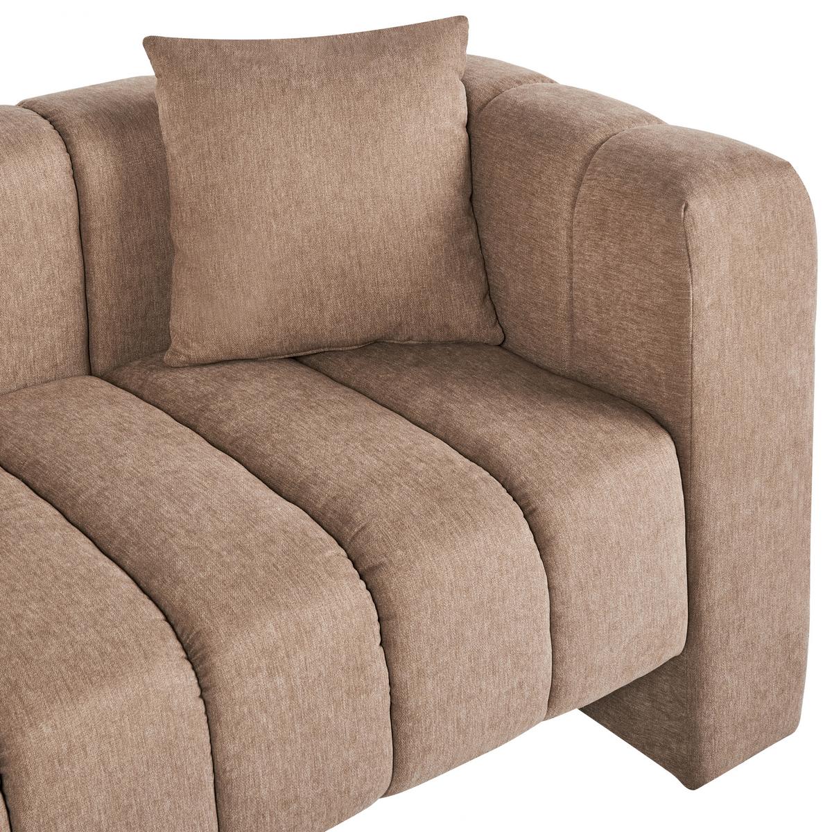 CHAISELONGUE-RECHTSSEITIGE Stoff Hellbraun Lannils - Hellbraun/Schwarz, Textil (173/73/79cm) - Beliani