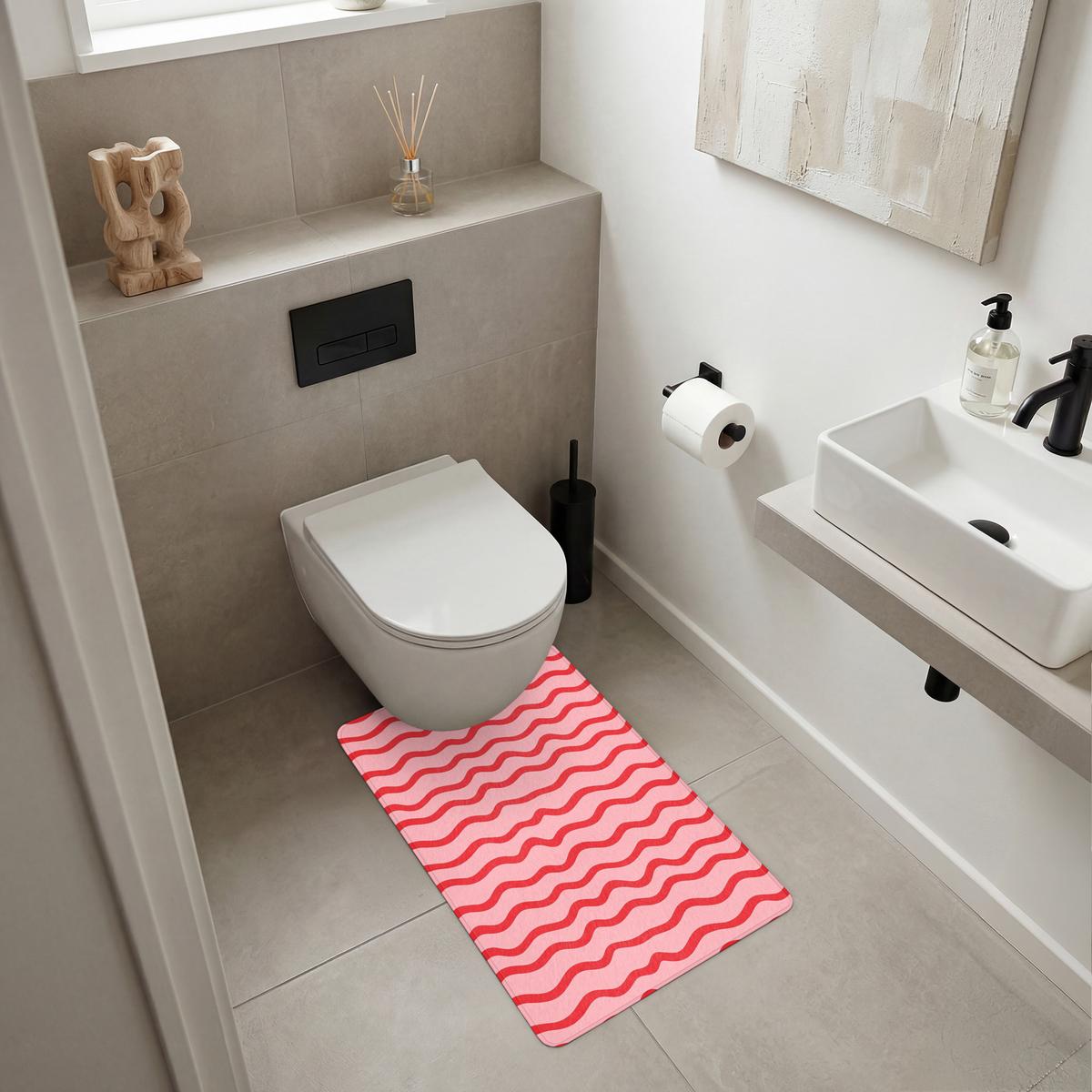 WC-VORLEGER Verspielt - Muster - Rot WC Teppich 50x80 cm - Rosa, Textil (50/1cm) - OnlyWow