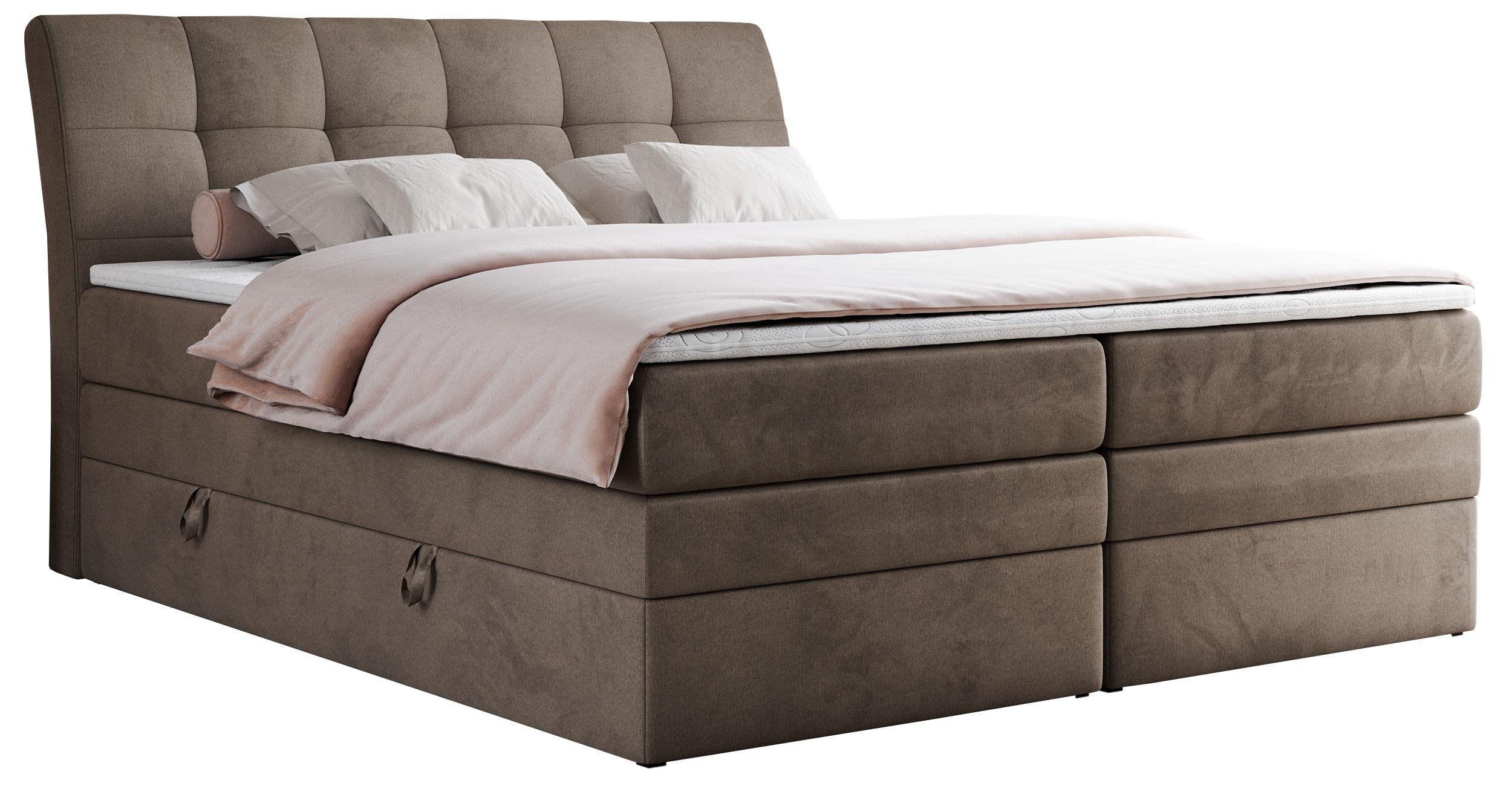 BOXSPRINGBETT GOLD-10 KING 180/200 Braun Velvet - H4 - Braun, Holz/Textil (180/200cm) - MKS