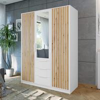 DREHTÜRENSCHRANK Bueno Lux mit 3 Türen und 3 Schubladen, Weiß - Weiß, Holzwerkstoff (150/200/58cm) - Beautysofa