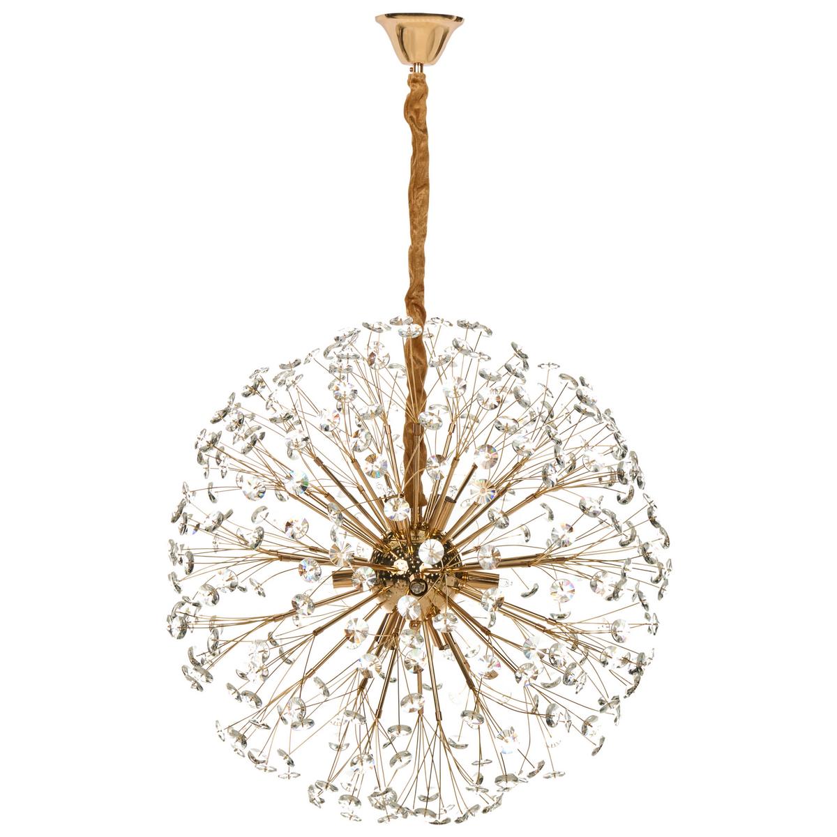 KRONLEUCHTER Glas Messing Timane - Transparent/Goldfarben, Glas (60/60/90cm) - Beliani