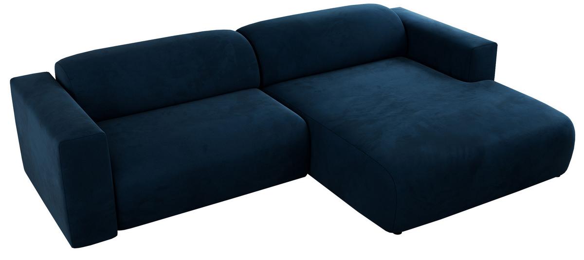 OFERTA WYCOFANA ECKSOFA PASADENA Dunkelblau Velvet Rechts Seite - Schwarz/Dunkelblau, Kunststoff/Textil (288/180cm) - MKS