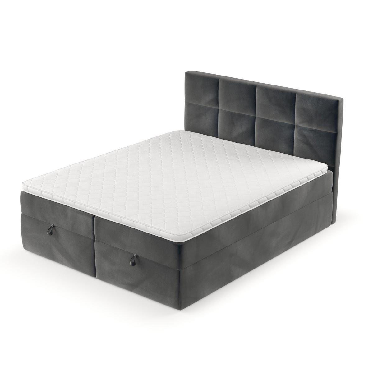 BOXBETT Velto 180/200 cm Anthrazit im Paros Stoff - Anthrazit/Schwarz, Holz/Holzwerkstoff (180/200cm) - AltaBeds