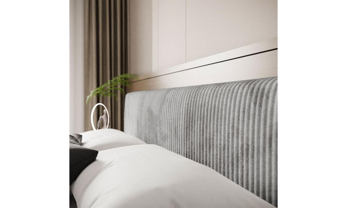 POLSTERBETT TILIA LUX 180x200 cm Tilia 86, 34 Holzlatten, Kopfteil 95 cm - Hellgrau, Textil (180/200cm) - Lookway
