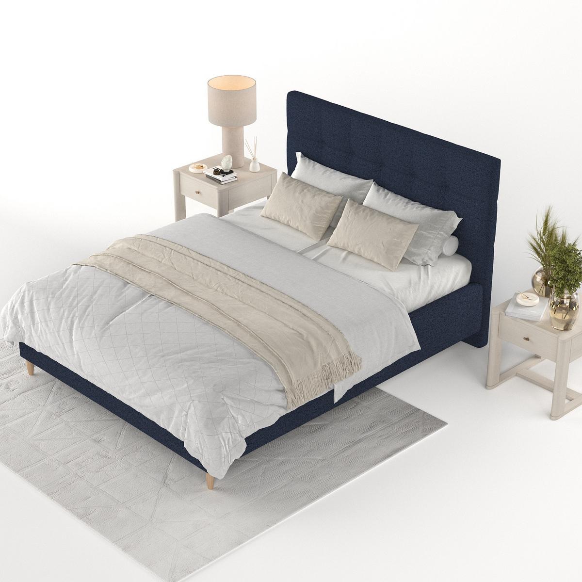 POLSTERBETT Cora 140/200 cm Marineblau im Riva Stoff - Naturfarben/Dunkelblau, Holz/Holzwerkstoff (140/200cm) - AltaBeds